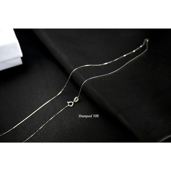 Solid 10K White Gold Dainty Letter Charm Necklace, Real Gold Initial Pendant - Picture 4 of 8